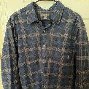 Eddie Bauer Plaid Flannel Button Down Shirt – Charcoal, Navy & White